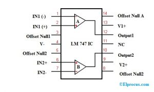 LM747 IC: Pin Configuration, Circuit, Features and Applications