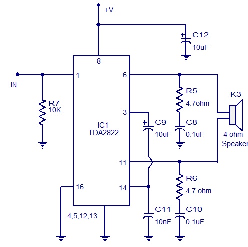 Designing Stereo Amplifier Circuit  Using TDA2822  and Its 